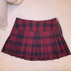 Red Plaid Pleated Mini Skirt Size S